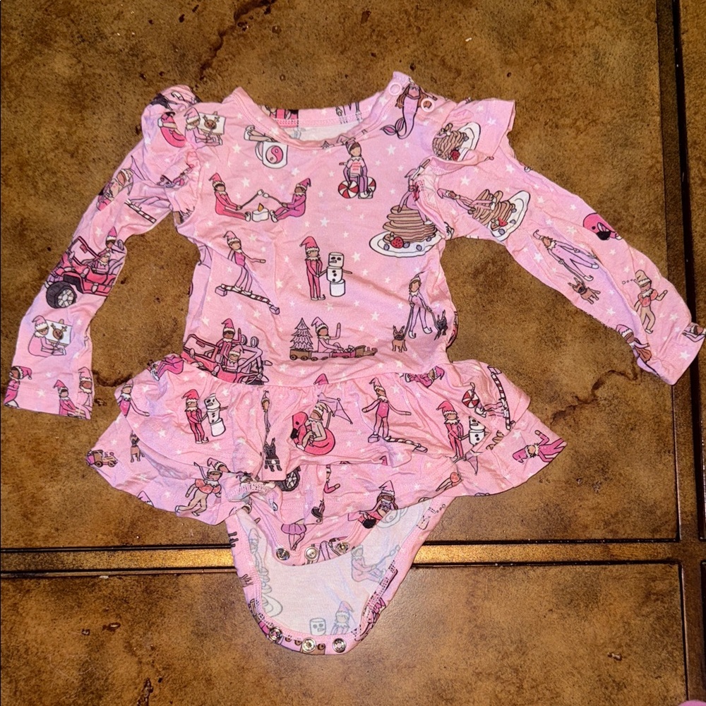 Pink Long Sleeve Baby Bodysuit Elf